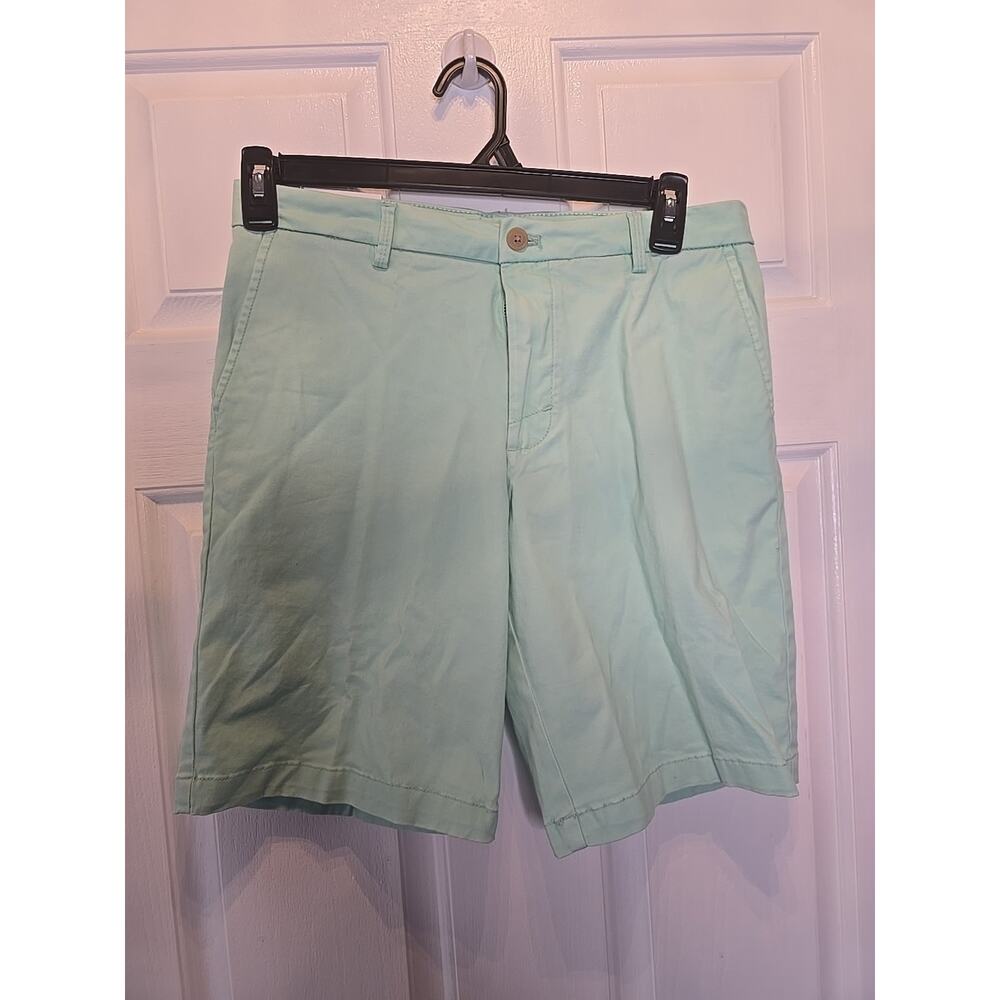 IZOD Saltwater Stretc Chino Shorts 30 9.5 Inseam Minty Flat Front Cotton Casual